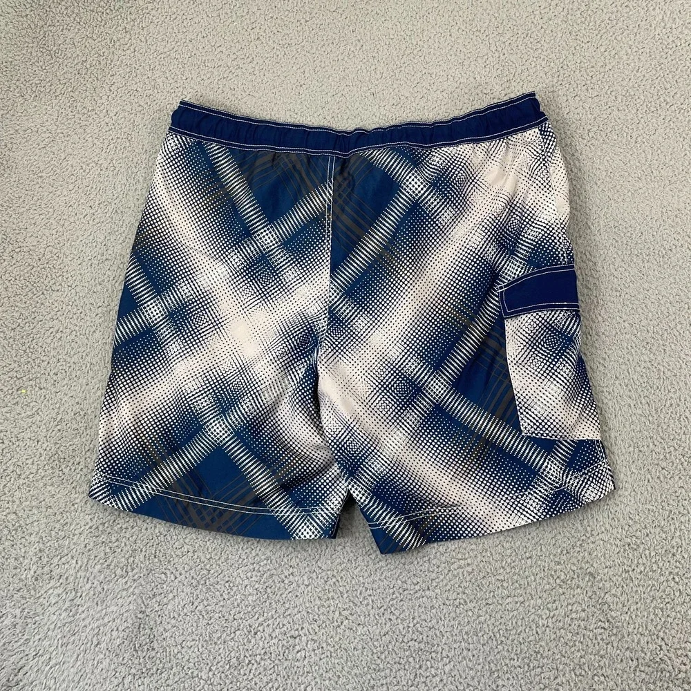 Ocean Pacific OP Swim Trunks Men XL Navy Plaid Lined Beach Surf Cargo
